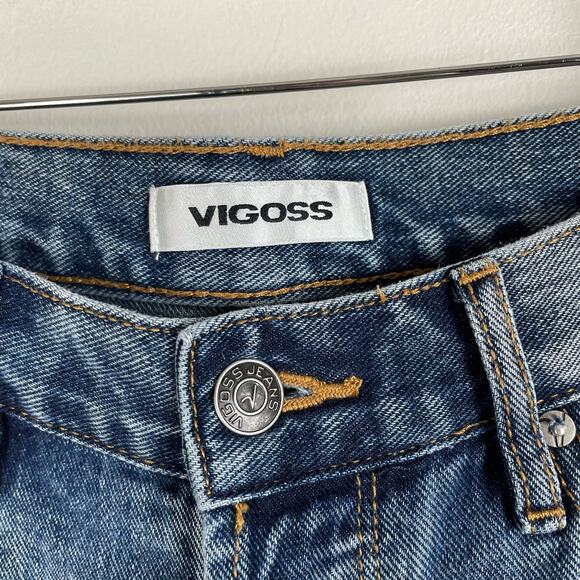 Vigoss Royce 70s Stovepipe Straight Leg Jeans Size 29 Medium Wash Distressed - Picture 9 of 13